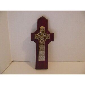 Bevel Cherry-Stained Wood W/Pewter Celtic Cross Made in the USA       B1C    5/7